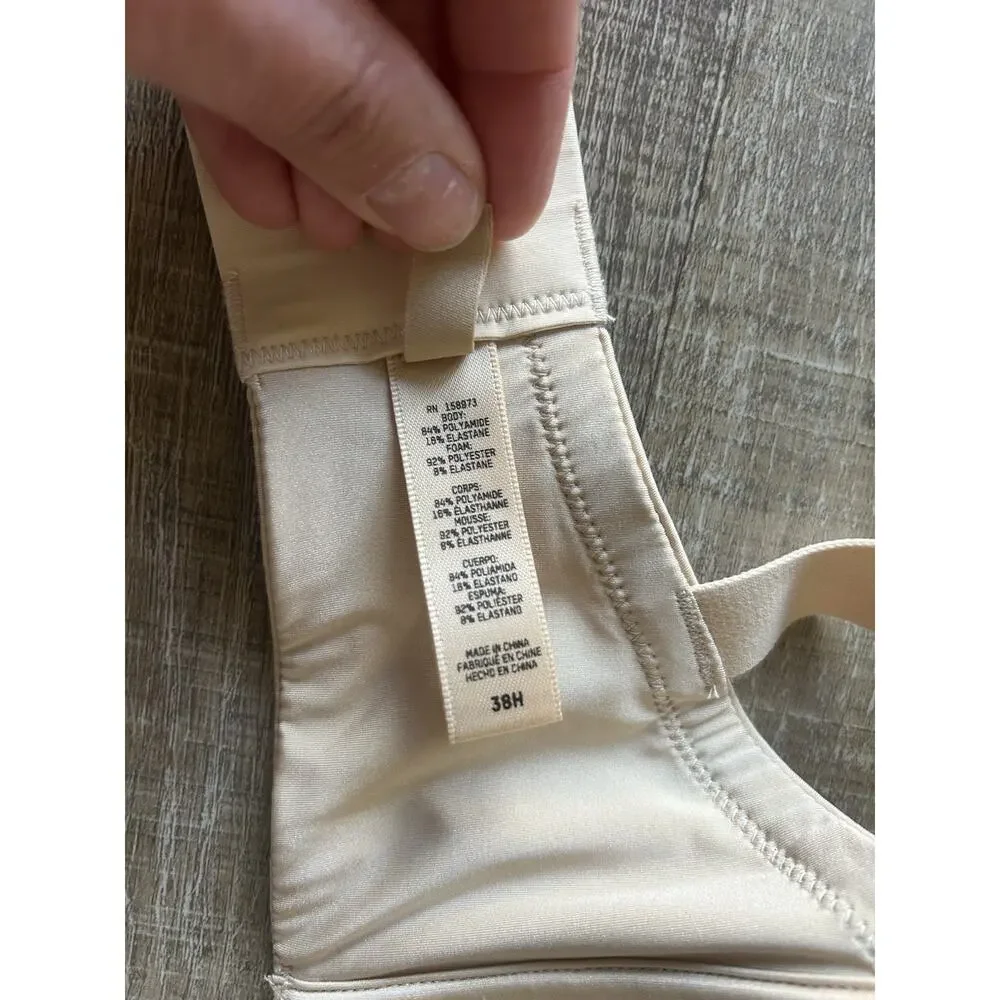 Skims Plunge Bra 38H Nude Beige Seamless Wireless T Shirt Bra EUC - Picture 4 of 8